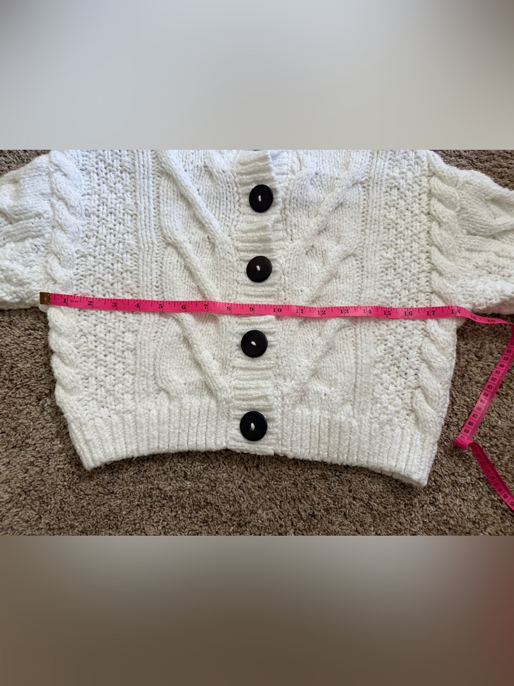 Free People White Cable Knit Cropped Cardigan Sweater XS - Picture 6 of 7